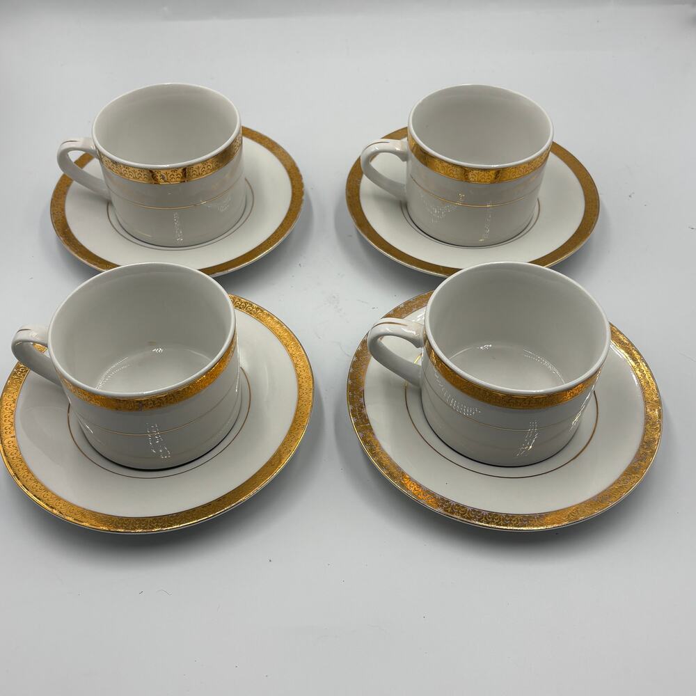 Sango Georgetown 8455 Set of 4 Tea Cups & Saucers Serveware
